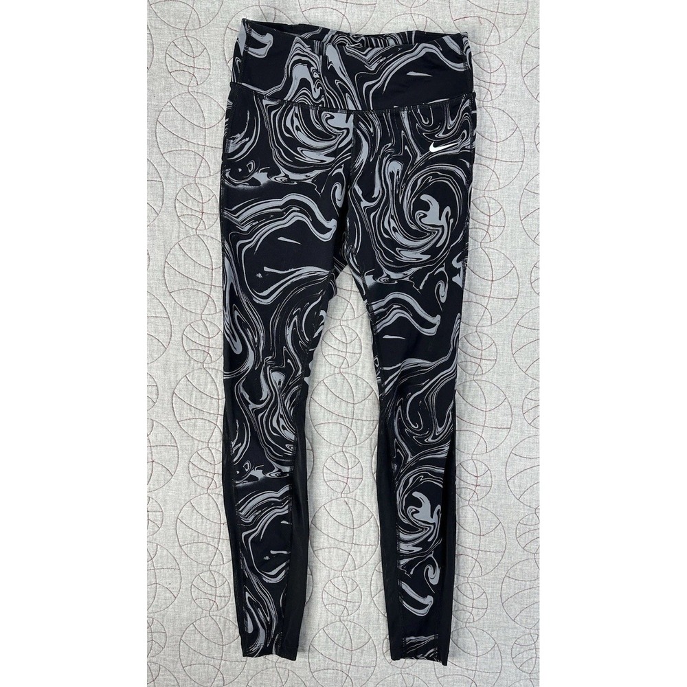 Nike Power Epic Lux Leggings Black Gray Marble Print / Women's Small